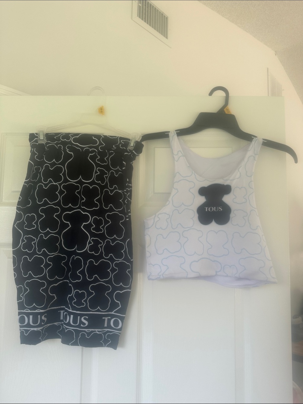 TOUS Black & White Bear-Print Skirt and Tank Set